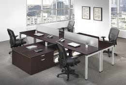 4 Person Workstation with Side Storage - Elements Series