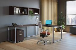 Contemporary L Shaped Desk with Hutch - Elements Series