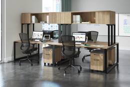 4 Person Workstation with Hutch - Elements Series