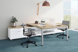 2 Person Desk with Side Storage - Elements Series