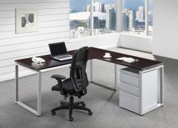 Modern L Shaped Desk with Drawers - Elements Series