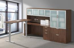 Adjustable Height L Shaped Desk with Storage - PL Laminate Series