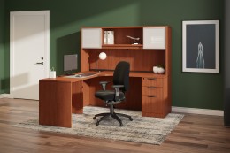 L Shaped Desk with Hutch - PL Laminate
