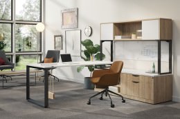 L Shaped Desk with Hutch and Side Storage - Elements Series