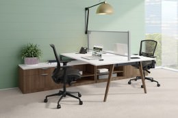 Two Person Desk with Privacy Panel - Elements Series