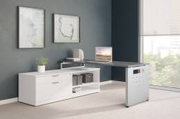 Modern L Shaped Desk with Side Storage - Elements Series