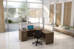L Shaped Desk with Privacy Panels - PL Laminate Series