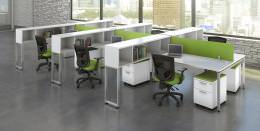 6 Person Workstation with Privacy Panels - Elements Series