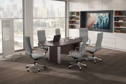 Racetrack Conference Table with Silver Accented Legs - PL Laminate