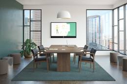 Rectangular Cube Base Conference Table and Chairs Set