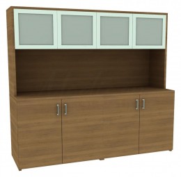 Credenza Storage Cabinet with Hutch - Amber