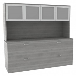 Double Lateral File Credenza with Hutch - Amber