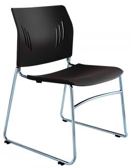 Stacking Black Guest Chair without Arms - Agenda Plus Series