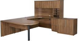 Peninsula Desk with Hutch and Storage Cabinet - Status Series