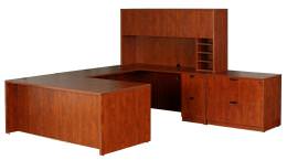 U Shape Desk with Hutch and Lateral File - Express Laminate Series