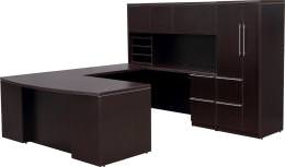 U Shape Desk with Hutch and Storage Tower Cabinet - Status Series