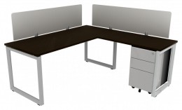 L Shaped Desk with Privacy Panels - Veloce