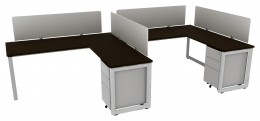 2 Person Desk with Privacy Panels - Veloce
