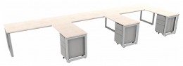 3 Person Desk with Drawers - Veloce