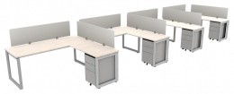 4 Person Desk with Privacy Panels - Veloce