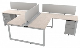 2 Person Workstation with Privacy Panels - Veloce