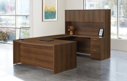 Bow Front U Shaped Desk with Hutch