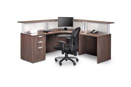 Modern L Shape Reception Desk with Silver Accents - PL Laminate Seri...