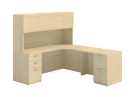 L Shaped Desk with Hutch and Drawers