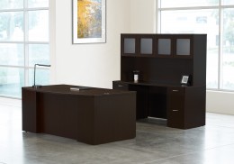 Bow Front Desk and Credenza with Hutch - Napa