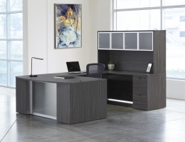 Bow Front U Shaped Desk with Hutch - Napa