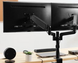 Clamp-on Pneumatic Dual Monitor Arm - 