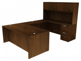 U Shaped Desk with Hutch and Drawers - HL