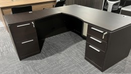 L-Shaped Desk with Glass Modesty Panel