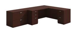 L Shaped Desk with Lateral File Cabinet - Amber Series