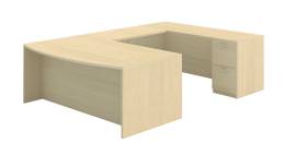 Bow Front U Shaped Desk with Drawers