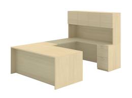 U Shaped Desk with Hutch and Drawers