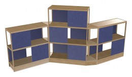 Open Wood Shelving Unit with Acoustic Panels - 160" x 72"