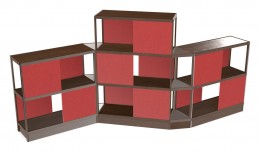 Open Wood Shelving Unit with Acoustic Panels - 160" x 72"