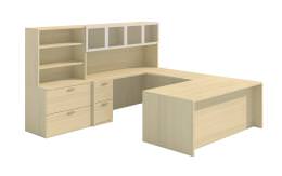 U Shaped Desk with Hutch and Storage