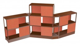 Open Wood Shelving Unit with Acoustic Panels - 160" x 72"