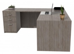 L Shaped Desk with Drawers - Commerce Laminate