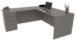 L Shaped Desk with Drawers - Commerce Laminate