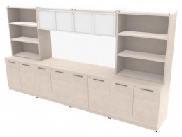 Credenza Wall Unit with Bookcases and Hutch - Potenza