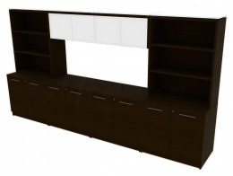 Credenza Wall Unit with Bookcases and Hutch - Potenza