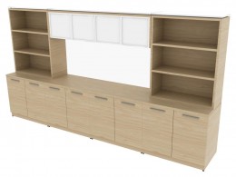 Credenza Wall Unit with Bookcases and Hutch - Potenza