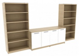 Storage Cabinet Credenza with Bookcases - Potenza