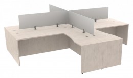 4 Person Workstation with Privacy Panels - Potenza