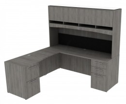 L Shaped Desk with Hutch - Potenza