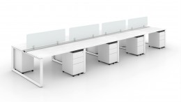 8 Person Workstation with Privacy Panels - Veloce