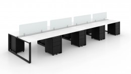 8 Person Workstation with Privacy Panels - Veloce